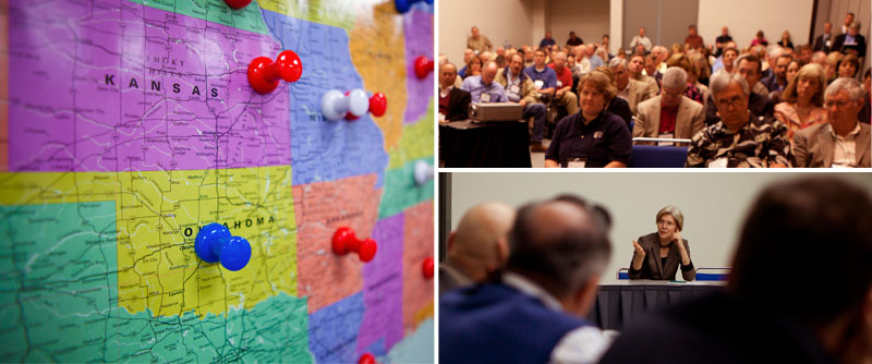 Left: Elizabeth Vale's map. Right: Professor Warren at the ICBA. Click through for more photos from ICBA.