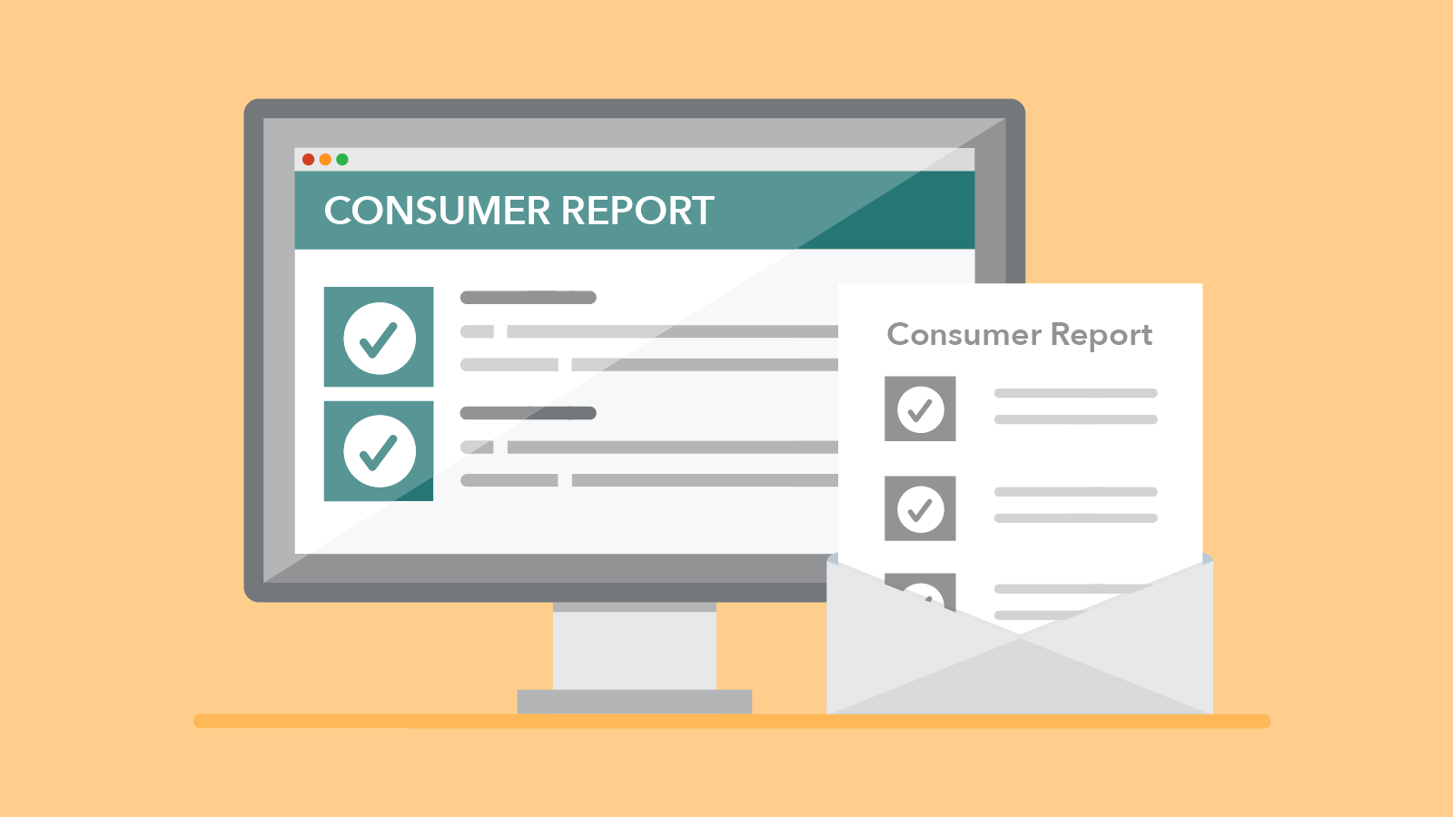graphic of screen and document with consumer reports titles