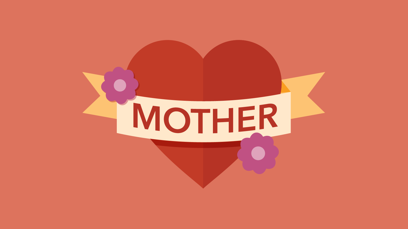 Graphic of a heart with "Mother" written on it