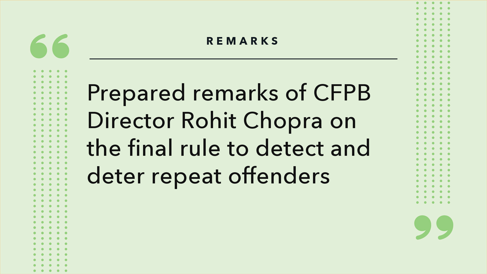 Prepared Remarks Of CFPB Director Rohit Chopra On The Final Rule To ...