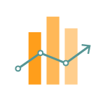 Illustration showing bar graph and line chart