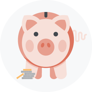 Illustration of a piggy bank and stack of coins