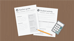 teacher guide and student worksheet with calculator and pencil on desktop