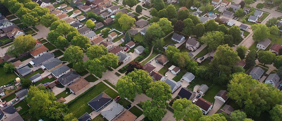 aerial view of homes