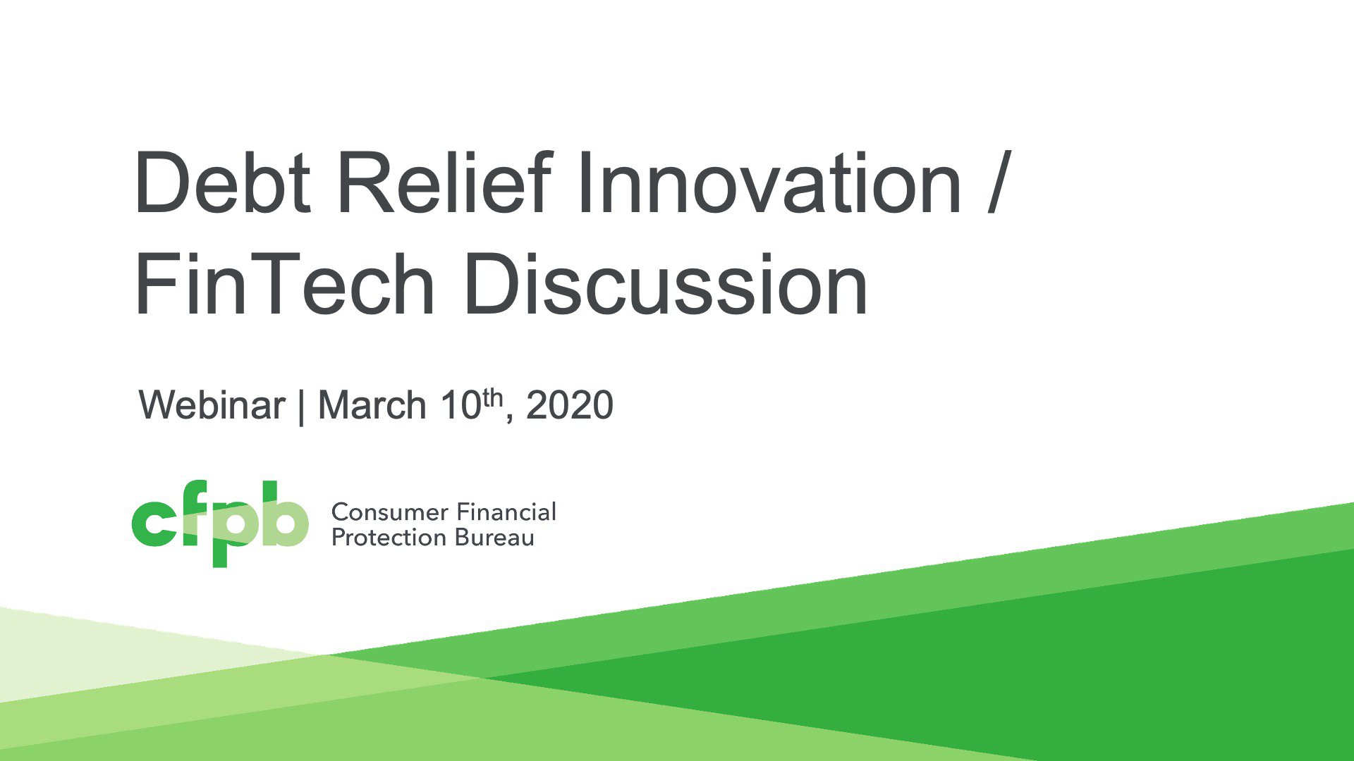 Session 3: Debt Relief Innovation/FinTech Discussion