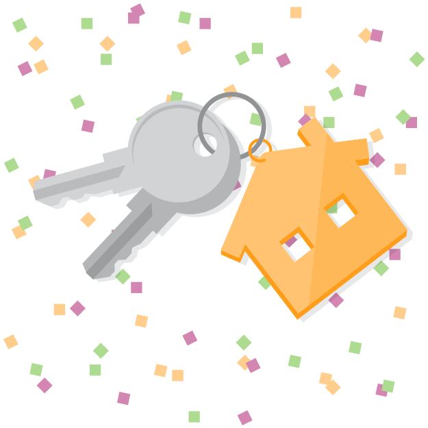 House keys with New Year's confetti in background