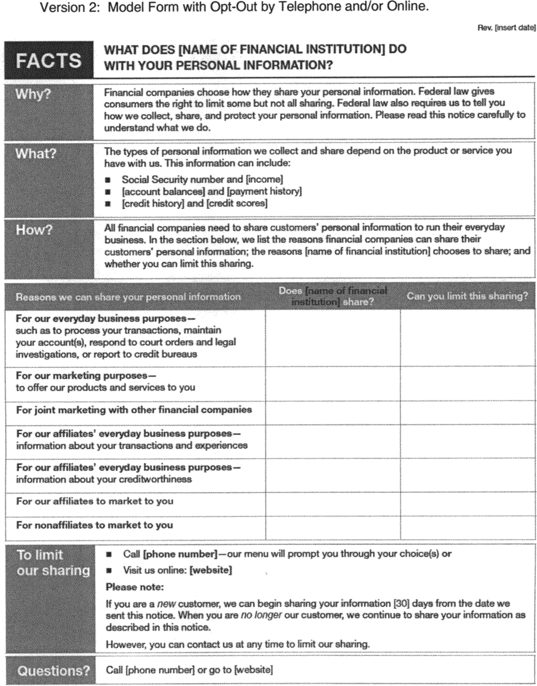 Appendix to Part 1016 - Model Privacy Form | Consumer Financial Protection  Bureau