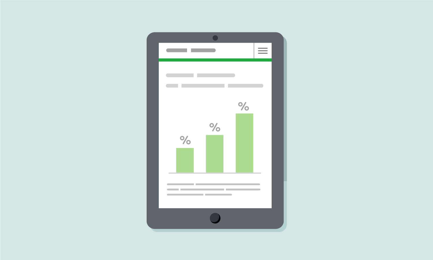 Illustration of an iPad displaying a bar chart